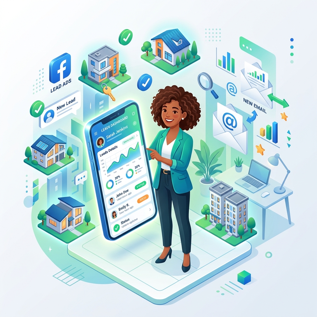 Real Estate CRM Facebook Lead Ads Illustration